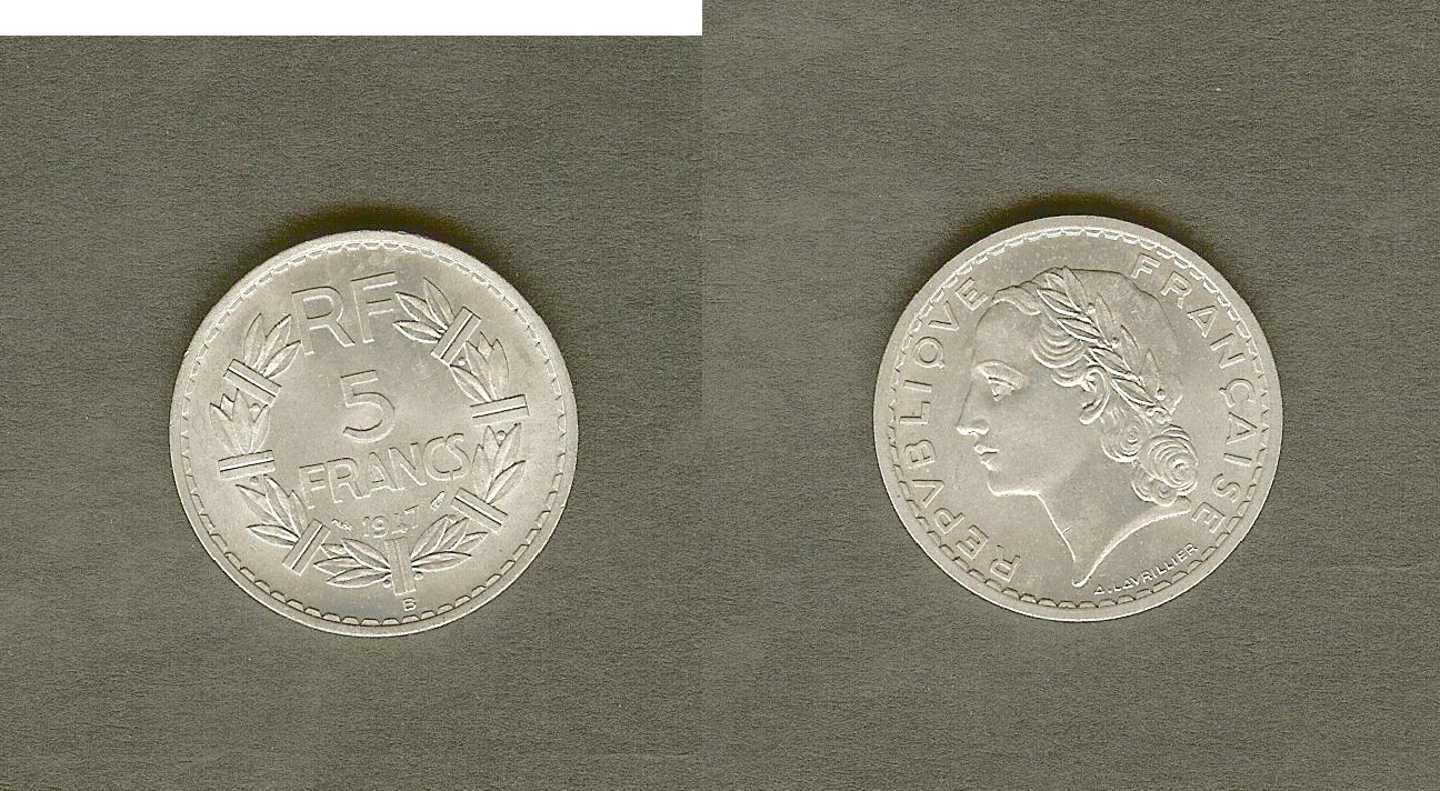 5 francs Lavrillier 1947B BU